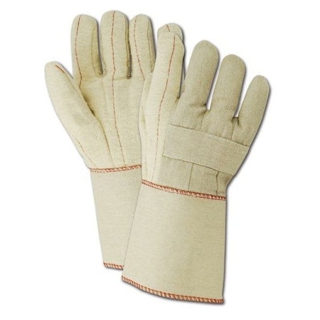 Magid Textile Gloves, Cotton, Gauntlet Cuff Natural, XL, 12 PK 198JKGT